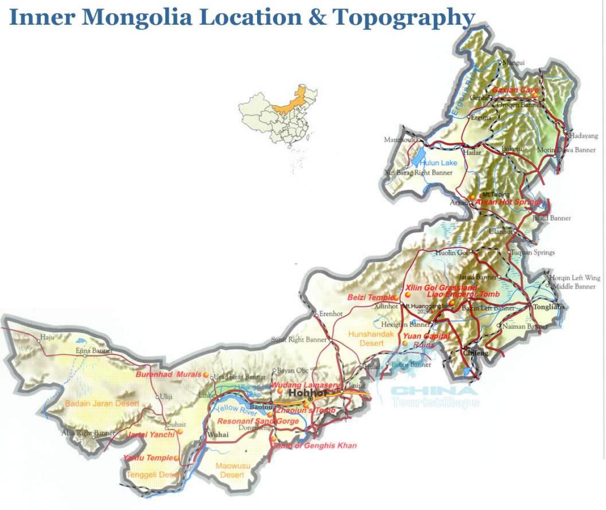 արտաքին Մոնղոլիա քարտեզ