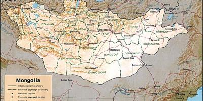 Մոնղոլիա աշխարհագրական քարտեզի վրա