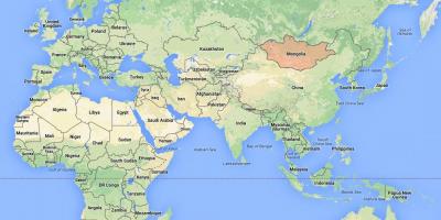 Աշխարհի քարտեզը ցույց տալով Մոնղոլիայում