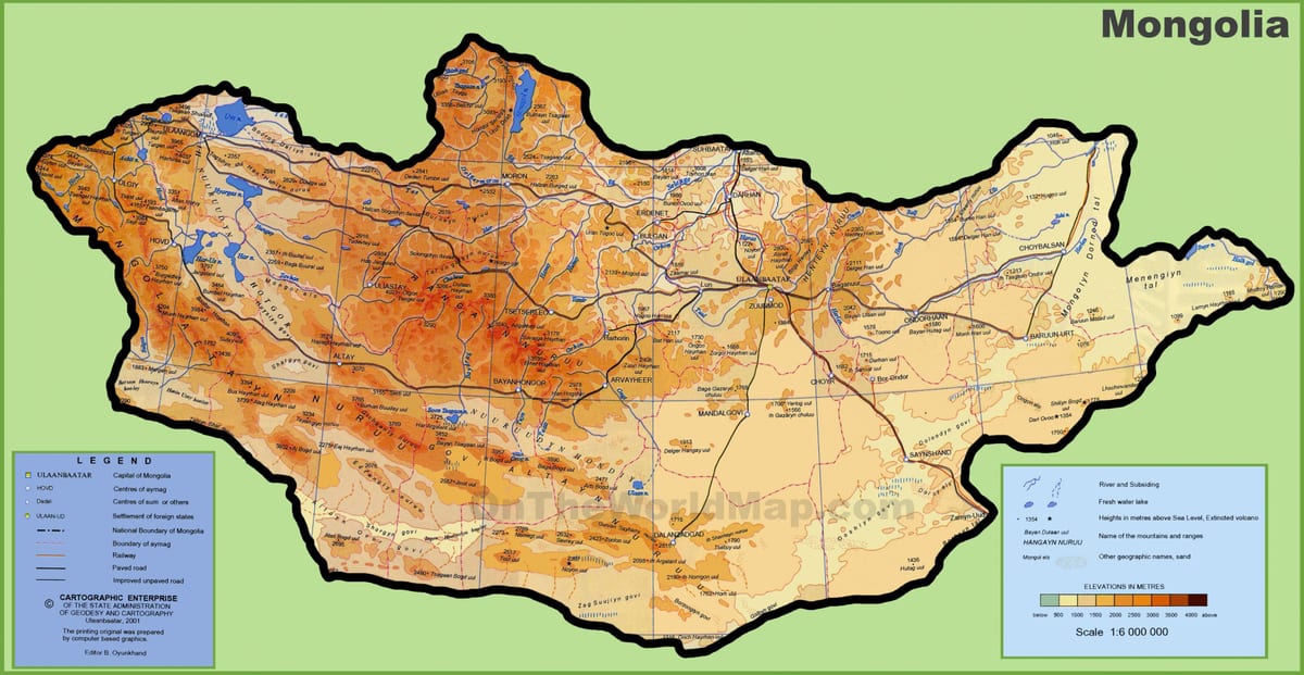 Մոնղոլիա, գտնվելու վայրը քարտեզի վրա