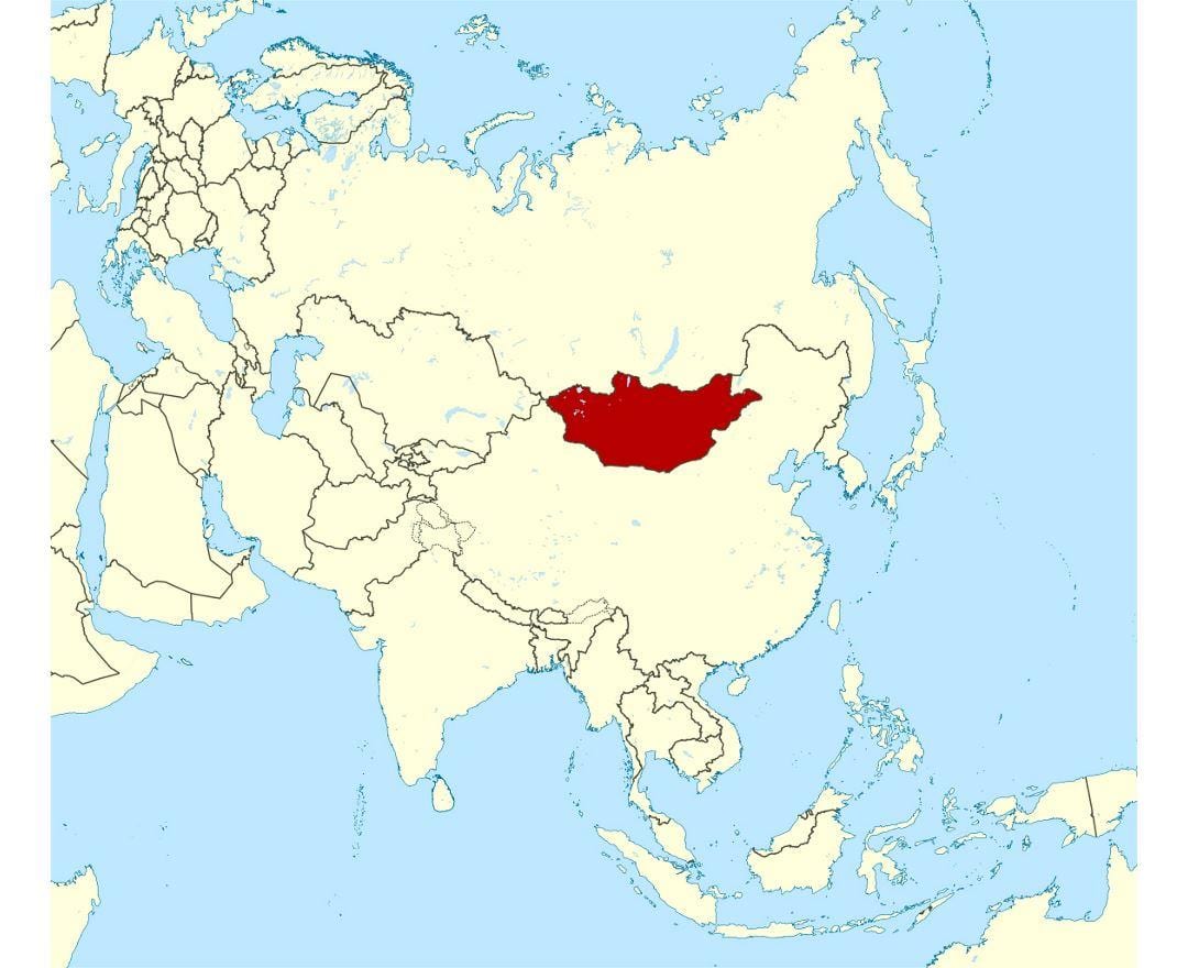 որտեղից Մոնղոլիայի աշխարհի քարտեզի վրա