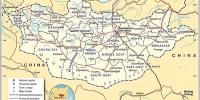 Մոնղոլիա տուրիստական քարտեզ